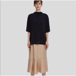 Lattelier Ribbed Tunic Stretch Oversized Lagenlook Black Sz M